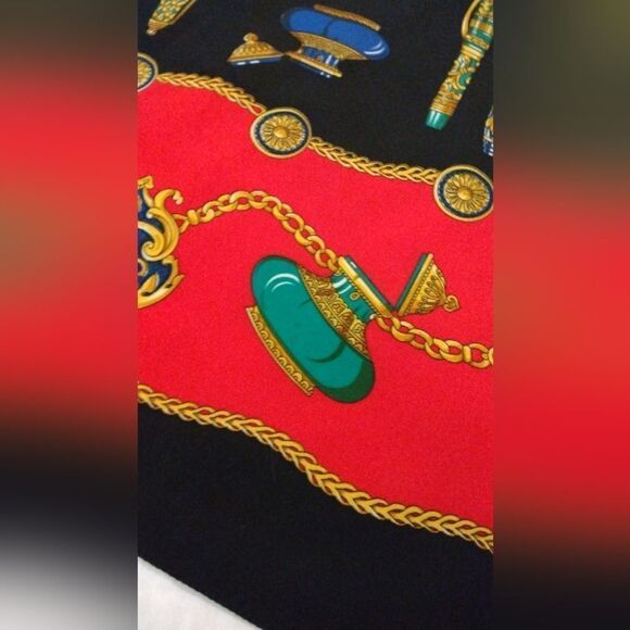 Vintage Black & Red Scarf Fountain Pen Ink Well Foulard Stylo - Picture 12 of 16